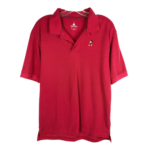 Disney Parks‎ Small Polo Shirt Red Embroidered Mickey Mouse Short Sleeve 690 - Picture 1 of 6